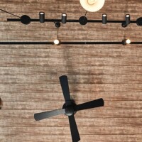 Four ceiling fans on the high ceiling