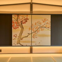 When you open the autumn-leaf sliding doors…