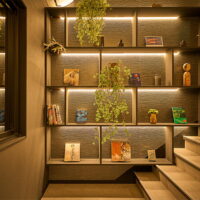 A display box beside the stairs